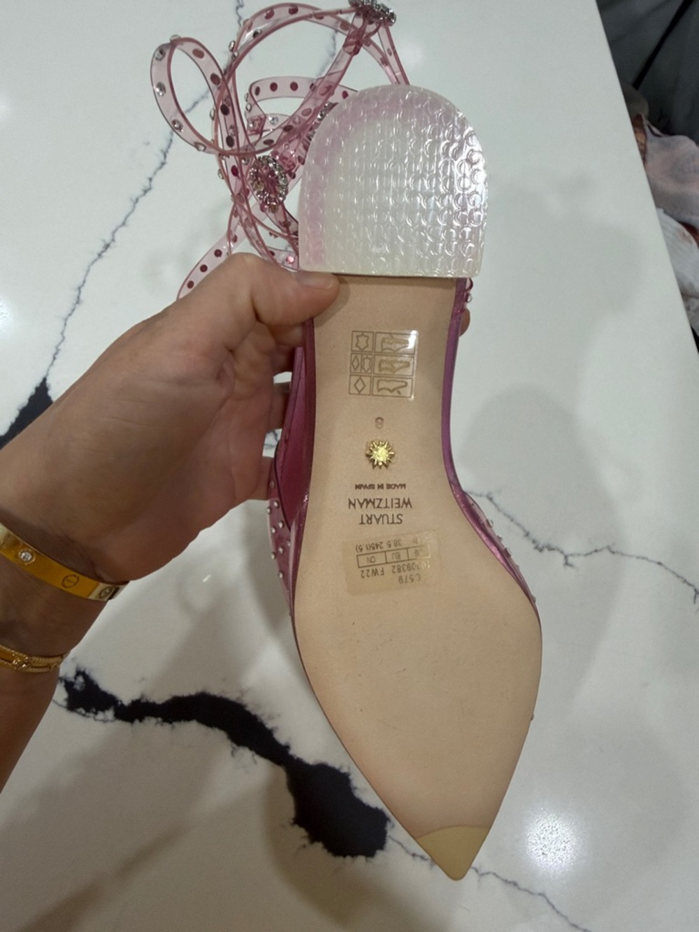 Pink Embellished Ankle-Tie Flat Heels - Women - Picture 6 of 7